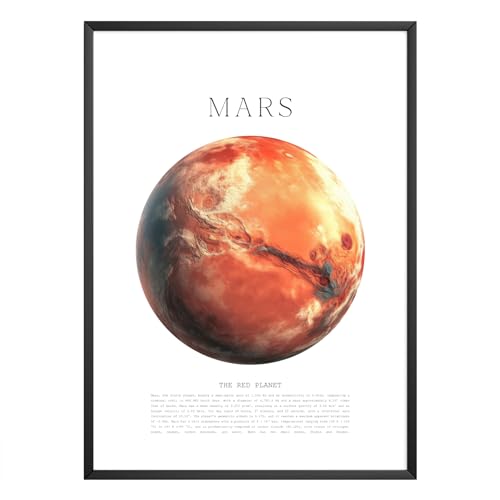 MJ-GRAPHICS - Poster Mars - Bild mit Weltraum Planeten Motiv - Wandbild Din A3 in Galerie Qualität mit extra dickem 300g Posterpapier - Wissenschaft Poster Planete-Beschreibung - ohne Bilderrahmen von MJ-GRAPHICS