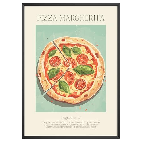 MJ-GRAPHICS - Poster Pizza - Bild mit Speisen Rezept & Zutaten - Wandbild Din A4 in Galerie Qualität mit extra dickem 300g Posterpapier - Retro Poster FineArt Kunstdruck ohne Bilderrahmen MJ-GRAPHICS - Poster Pizza - Bild mit Speisen Rezept & Zutaten - Wandbild Din A4 in Galerie Qualität mit extra dickem 300g Posterpapier - Retro Poster FineArt Kunstdruck ohne Bilderrahmen von MJ-GRAPHICS