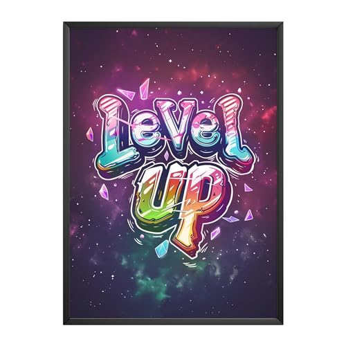 MJ-Graphics® Poster Gaming Jugendzimmer Gaming Room, A2 Level Up Gamer Deko, Zimmer Deko Jungs, Wand Bilder, Gaming Wand Deko, Deko Jugendzimmer Led Bilder Gaming Poster Gaming Deko Zimmer ohne Rahmen von MJ-GRAPHICS