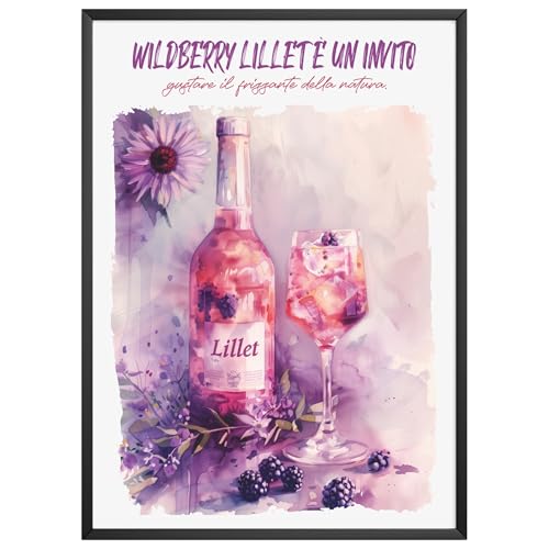 MJ-Graphics® Poster Wildberry Lillet Bilder Küche Bild A4 Küchenbilder Deko Wohnzimmer Poster Küchen Bilder Küche Deko Bilder Poster Küche Wand Retro Poster Cocktail Küchenposter Malerei - ohne Rahmen von MJ-GRAPHICS