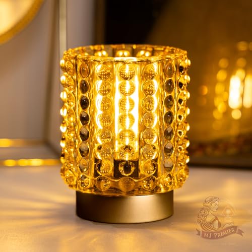 Batteriebetriebene Lampe mit Timer, Mini-Kristall-Tischleuchten für Wohnkultur, Tischlampe kabellose Lampe für Bereiche Glas-Batterieleuchten für Eingangsbereich, Schlafzimmer, Bad, Regal, Ecke (Gelb) Batteriebetriebene Lampe mit Timer, Mini-Kristall-Tischleuchten für Wohnkultur, Tischlampe kabellose Lampe für Bereiche Glas-Batterieleuchten für Eingangsbereich, Schlafzimmer, Bad, Regal, Ecke (Gelb) von MJ PREMIER