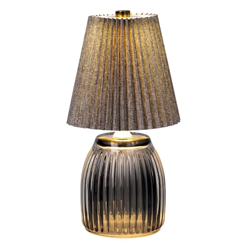 MJ Tischlampe Kabellos Batterie betriebene Lampen mit Timer plizierte kleine Glas Schnurlose Lampe mit Grau plizierte Lampe Schatten Moderne Batterie betrieben für Wohnzimmer Schlafzimmer Badezimmer MJ Tischlampe Kabellos Batterie betriebene Lampen mit Timer plizierte kleine Glas Schnurlose Lampe mit Grau plizierte Lampe Schatten Moderne Batterie betrieben für Wohnzimmer Schlafzimmer Badezimmer von MJ PREMIER