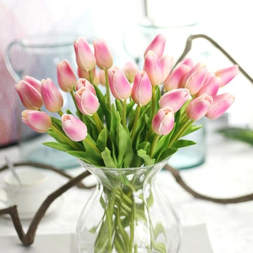 MJARTORIA 10PCS Kunstblumen Tulpen Wie Echt Frühling, Kunsttulpen Deko Künstliche Blumen Latex Real-Touch 29cm für Blumengesteck Brautstrauß Home Büro Party Dekoration von MJARTORIA