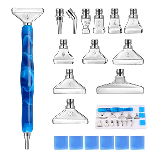 MJARTORIA 13er 5D Diamond Painting Zubehör Stift Set, Dot Painting mit Gewinde Metall Ersatz Stiftköpfen, Drill Pen für DIY Malerei Nail Art Handwerk Zeichnung Drafting (20er Silber) von MJARTORIA