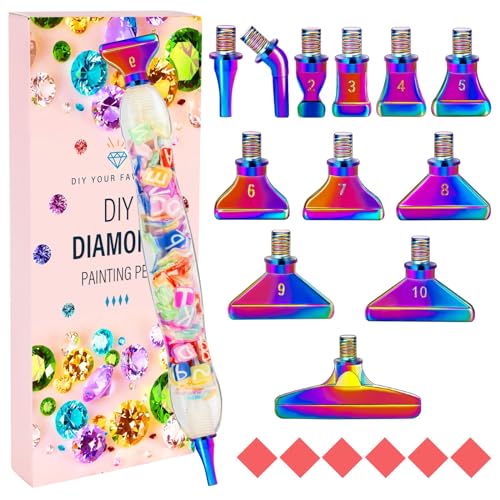 MJARTORIA 5D Diamond Painting Zubehör Diamond Painting Stift Set, Blumen Obst Drill Pen mit Gewinde Metall Ersatz Stiftköpfen Kleber für Mosaikherstellung Nagelkunst (Rosegold Buchstaben) von MJARTORIA