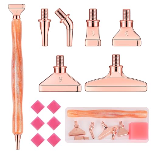 MJARTORIA 5D Diamond Painting Zubehör Diamond Painting Stift Set 14PCS, Glizter Drill Pen mit Gewinde Metall Ersatz Stiftköpfen Kleber für Mosaikherstellung Nagelkunst von MJARTORIA