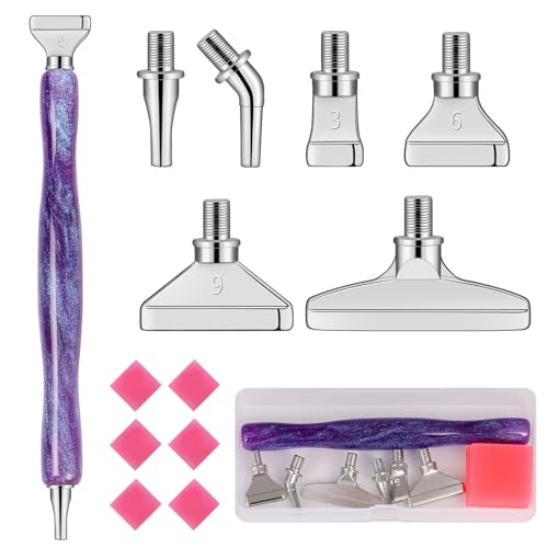 MJARTORIA 5D Diamond Painting Zubehör Diamond Painting Stift Set 14PCS, Glizter Drill Pen mit Gewinde Metall Ersatz Stiftköpfen Kleber für Mosaikherstellung Nagelkunst von MJARTORIA