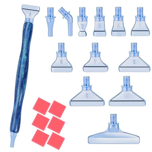 MJARTORIA 5D Diamond Painting Zubehör Diamond Painting Stift Set 20PCS, Drill Pen mit Gewinde Metall Ersatz Stiftköpfen Kleber für Mosaikherstellung Nagelkunst(Blau Blau) von MJARTORIA