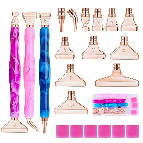 MJARTORIA 5D Diamond Painting Zubehör Stift Set, DIY Diamant Malerei Kit mit Gewinde Metall Ersatz Stiftköpfen, Dot Painting für DIY Malerei Nail Art Handwerk Zeichnung Drafting(Rosegold 22er) von MJARTORIA