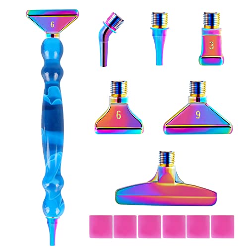 MJARTORIA 13er 5D Diamond Painting Zubehör Stift Set, Dot Painting mit Gewinde Metall Ersatz Stiftköpfen, Drill Pen für DIY Malerei Nail Art Handwerk Zeichnung Drafting (B 14er Bunt) von MJARTORIA