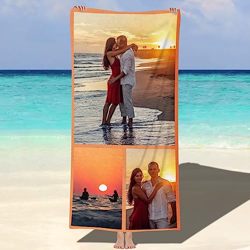 MJARTORIA Mikrofaser Strandtuch, Personalisierbares Obst Handtücher mit Text, Sandfrei, schnell trocknend und leicht Meerjungfrau Camping Badetuch für Schwimmen Mädchen Kinder 76 x 150 cm (E 3 Fotos) von MJARTORIA