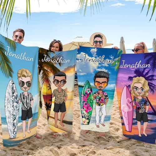 MJARTORIA Personalisiert Strandtuch Microfaser Badetuch Groß mit Namen Herren, BFF Dress-Up Beach Towel Handtuch Stranddecke Schnelltrocknend für Reise Schwimmen Fitness von MJARTORIA