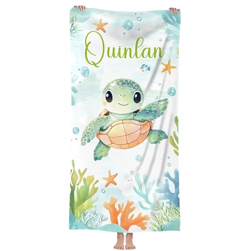 MJARTORIA Personalisiert Strandtuch Microfaser Badetuch mit Namen Kinder Damen, Beach Towel Handtuch Badetuch Stranddecke Schnelltrocknend für Reise Schwimmen Sauna Yoga Fitness 90x180cm Mikrofaser von MJARTORIA