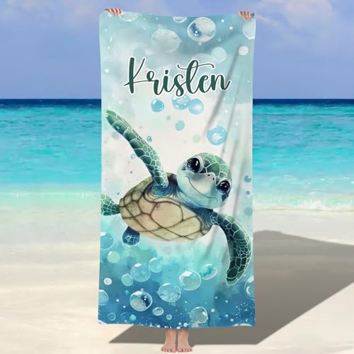 MJARTORIA Personalisiert Strandtuch Microfaser Badetuch mit Namen Kinder Damen, Beach Towel Handtuch Badetuch Stranddecke Schnelltrocknend für Reise Schwimmen Sauna Yoga Fitness von MJARTORIA