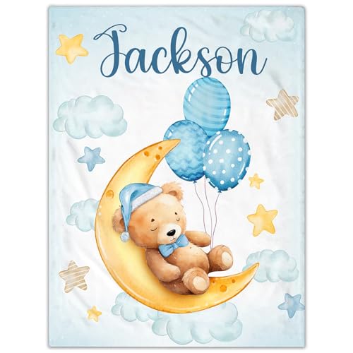 MJARTORIA Personalisierte Babydecke mit Namen Wunschtext, Kuscheldecke Flauschige Fleecedecke Geschenke zur Geburt Mädchen Junge, Blanket Fleecedecke für Baby Kinder Erwachsener von MJARTORIA