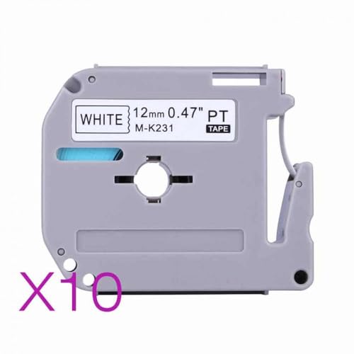 10 mk231 12 mm x 8m Beschriftungsbänder kompatibel mit PT-85 PT-75 PT-BB4 PT-55 H110 TAPE Label-Drucker von MJAYBZFQ