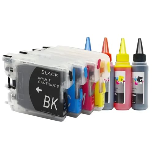 MJAYBZFQ Tägliche Verwendung Tintenpatrone kompatibel mit Druckermodellen DCP-J125 185C 195C J315W LC38 LC39 LC61 LC65 LC67 LC980 LC985 LC990 LC1100(1set and Ink) von MJAYBZFQ