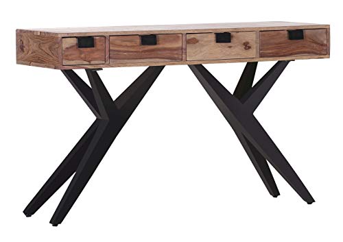 Konsole NOLA Shisham massiv Natur schwarz Metall Beistellschrank Wohnzimmer von MJC