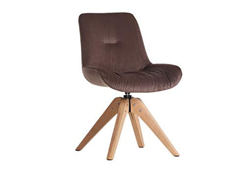 MJC 2er Stuhl Set Iggy 360° drehbar Lederlook Samtstoff schwarz braun Eiche massiv (Samtstoff braun. Eiche Natur) von MJC