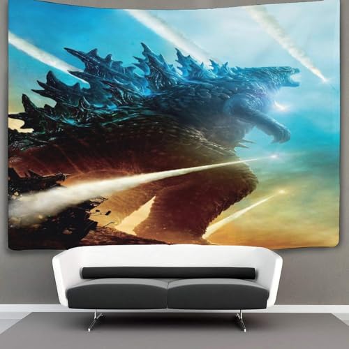 MJCZEGDCR 3D Godzilla Printed Wall Blanket Home Decoration Bedding Poster Wall Art Tapestry Wall Hanging Tapestry Soft Polyester for Bedroom,Decorations Beach Blanket College Dorm 150cmx200cm von MJCZEGDCR