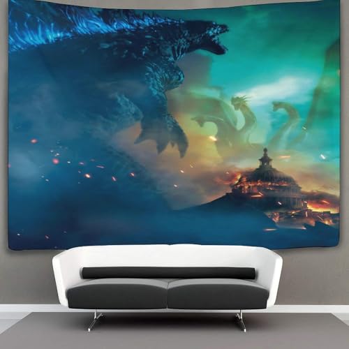 MJCZEGDCR 3D Godzilla Printed Wall Blanket Home Decoration Bedding Poster Wall Art Tapestry Wall Hanging Tapestry Soft Polyester for Bedroom,Decorations Beach Blanket College Dorm 150cmx200cm von MJCZEGDCR