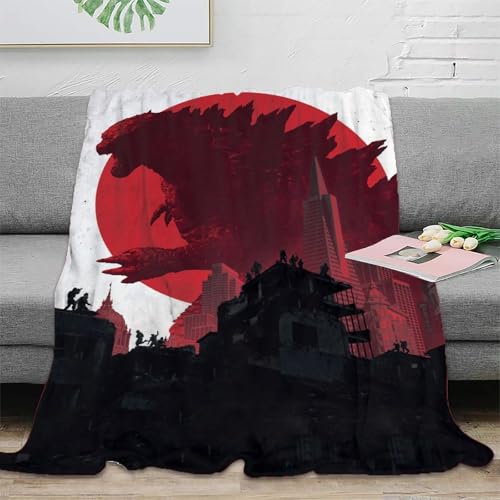 MJCZEGDCR Flanell Blanket Godzilla Hochwertige Weich Und Kuscheldecken Geschenke Für Eltern Freundin Printed Decke Anti Pilling Und Atmungsaktive Wohndecke 70x80inch(180x200cm) von MJCZEGDCR