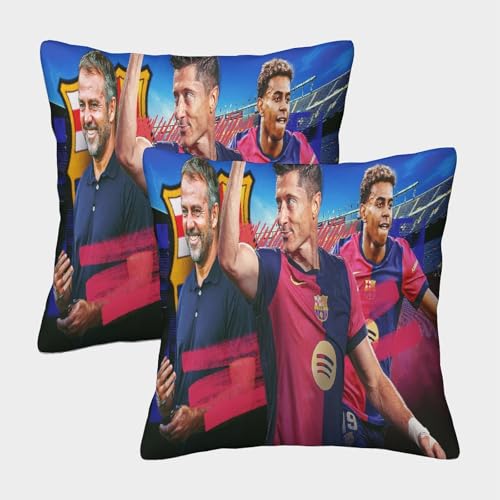 MJCZEGDCR Kissenbezug Lamine Yamal 2er-Pack Kissenbezüge Dekorative Weiche Komfort Für Couch Sofa Schlafzimmer Bett Auto 45x45cm von MJCZEGDCR