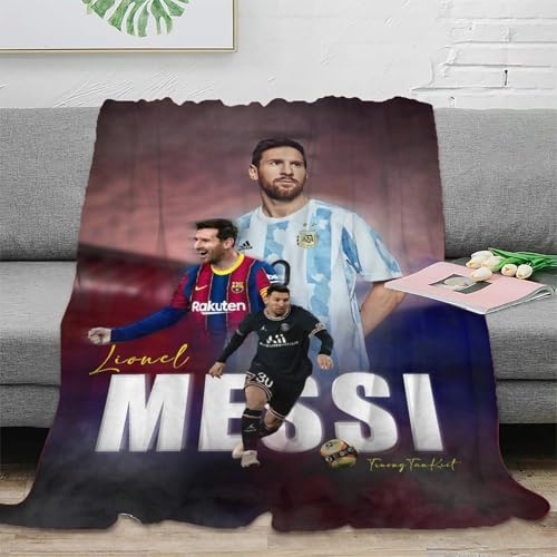 MJCZEGDCR Messi Flanell Weich Fleecedecke Für Mädchen, Flannel Fleece Blanket, Kinder Kuscheldecke, Sofadecke, Wohndecke, Mikrofaser Couchdecke 60x80inch(150x200cm) von MJCZEGDCR