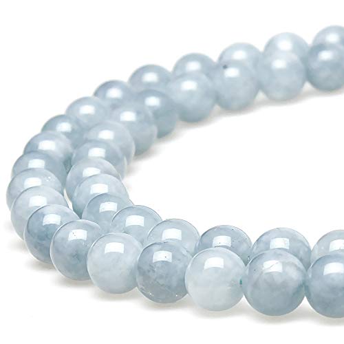 MJDCB Perlen zum Auffädeln 6mm 60 stück Aquamarin Halbedelsteine Perlen mit Loch Natürliche Lose Runde Steinperlen für Herstellung Schmuck Armbänder Halsketten von MJDCB