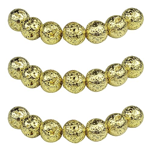 MJDCB Perlen zum Auffädeln 6mm 60 stück Golden Lava Halbedelsteine Perlen mit Loch Natürliche Lose Runde Steinperlen für Herstellung Schmuck Armbänder Halsketten von MJDCB