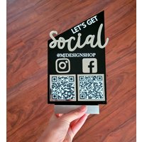 Acryl Social Sign-2 Qr Codes Business Name - Let's Get Social Sign Acryl Social Sign-2 Qr Codes Business Name - Let's Get Social Sign von MJDesignShopUS