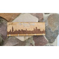 Chicago Skyline Schlüsselhalter Personalisiert - Haken Und Text Individuell Gestalten von MJDesignShopUS