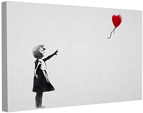 MJEDC Banksy Bilder Leinwand Balloon Girl Graffiti Street Art Leinwandbild Fertig Auf Keilrahmen Kunstdrucke Wohnzimmer Wanddekoration Deko XXL (40x60cm(15.7x23.6inch)) von MJEDC