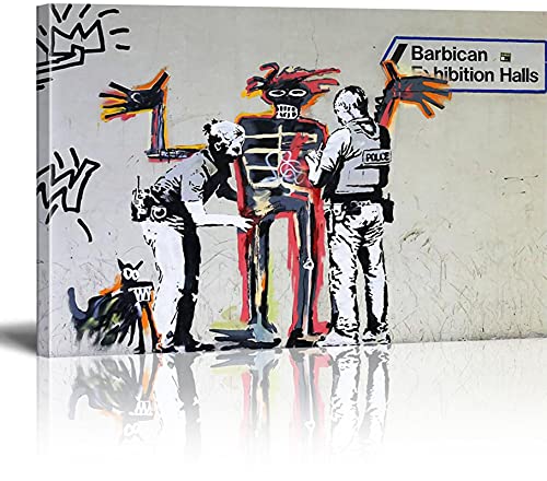 MJEDC Banksy Bilder Leinwand Barbican Exhibition Halls Graffiti Street Art Leinwandbild Fertig Auf Keilrahmen Kunstdrucke Wohnzimmer Wanddekoration Deko XXL 30x40cm(11.8x15.7inch) von MJEDC