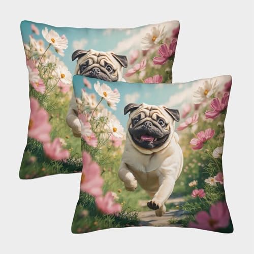 Cute Dog Kuschelige Kissenbezug 2er Set Für Kinder - Dekorative Bezüge Für Sofa - Mit Reißverschluss, Geeignet Für Jungen Und Mädchen 40x40cm von MJFCoin