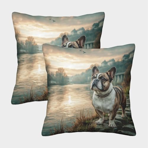Cute Dog Kuschelige Kissenbezug 2er Set Für Kinder - Dekorative Bezüge Für Sofa - Mit Reißverschluss, Geeignet Für Jungen Und Mädchen 50x50cm von MJFCoin
