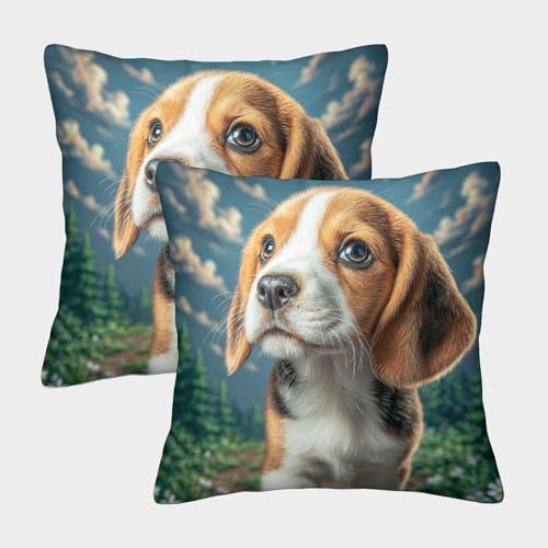 Cute Dog Kuschelige Kissenbezug 2er Set Für Kinder - Dekorative Bezüge Für Sofa - Mit Reißverschluss, Geeignet Für Jungen Und Mädchen 50x50cm von MJFCoin