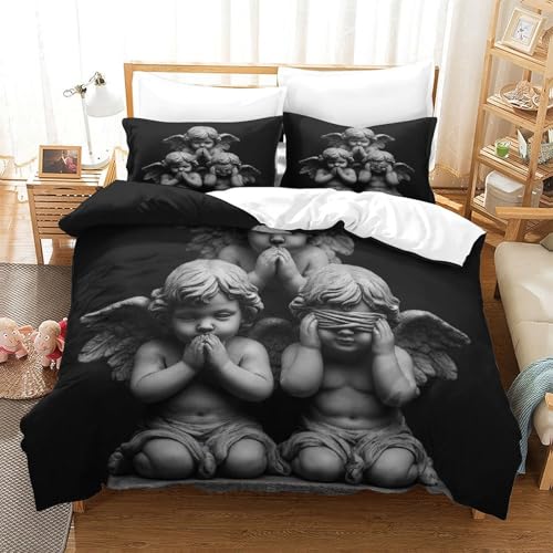 Engel Bettbezug Set Bettwäsche-Sets Kinderbettwäsche Reißverschluss Mit Kissenbezügen Betten Set Für Jungen Und Mädchen, Kinder Super King（260x220cm） von MJFCoin