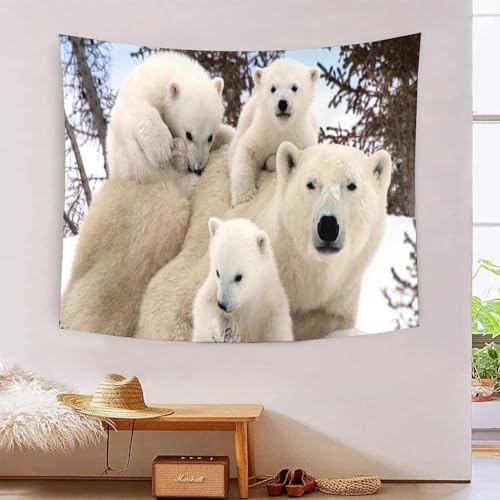MJFCoin 3D Druck Polar Bear Wandteppiche Poster Ornament Wandbehang Wandteppich Raumteiler Vorhang Für Schlafzimmer Wohnzimmer Tapisseries 150cmx200cm von MJFCoin