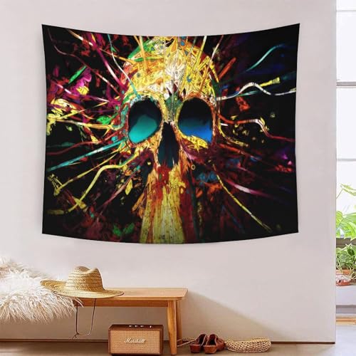 MJFCoin 3D Druck Skull Wandteppiche Poster Ornament Wandbehang Wandteppich Wanddeko Wandbehang Für Wohnzimmer Dekor,Schlafzimmer Tapisserie 130cmx150cm von MJFCoin