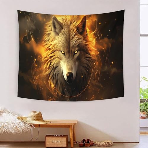 MJFCoin 3D Druck Wolf Wandteppiche Poster Ornament Wandbehang Wandteppich Raumteiler Vorhang Für Wohnzimmer Schlafzimmer Tapisseries 150cmx200cm von MJFCoin