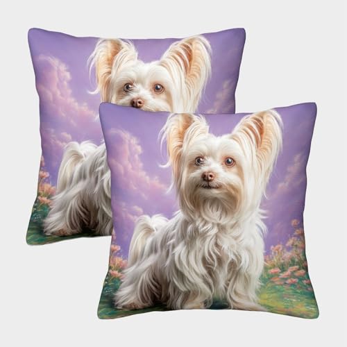 MJFCoin Cute Dog Kissenbezüge Für Sofa Und Bett, Kissenbezug Im 2er-Set Geeignet Für Kids Room Fun Und Travel Essential, Maschinenwaschbar 40x40cm von MJFCoin