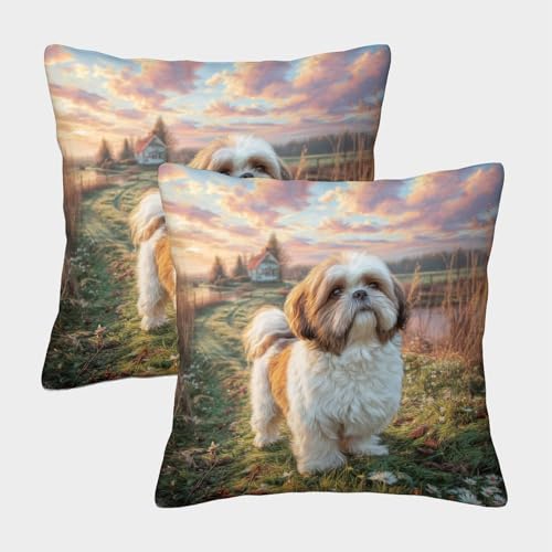 MJFCoin Cute Dog Kissenbezüge Für Sofa Und Bett, Kissenbezug Im 2er-Set Geeignet Für Kids Room Fun Und Travel Essential, Maschinenwaschbar 40x40cm von MJFCoin