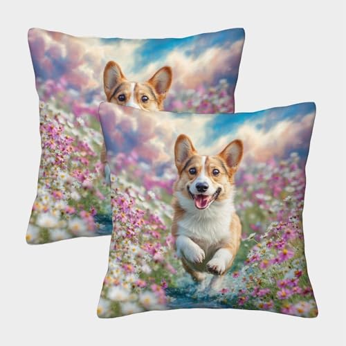 MJFCoin Cute Dog Kissenbezüge Für Sofa Und Bett, Kissenbezug Im 2er-Set Geeignet Für Kids Room Fun Und Travel Essential, Maschinenwaschbar 40x40cm von MJFCoin