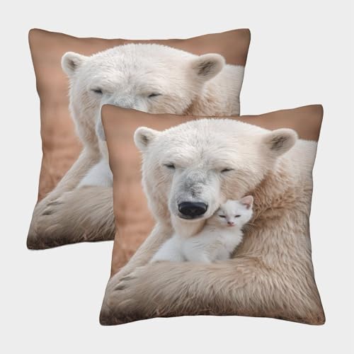 MJFCoin Eisbär Quadratische Ursus Maritimus Kissenbezüge, 2er Pack, Optimal Für Bedroom Comfort Und Outdoor Leisure, Leicht Zu Reinigen 45x45cm von MJFCoin