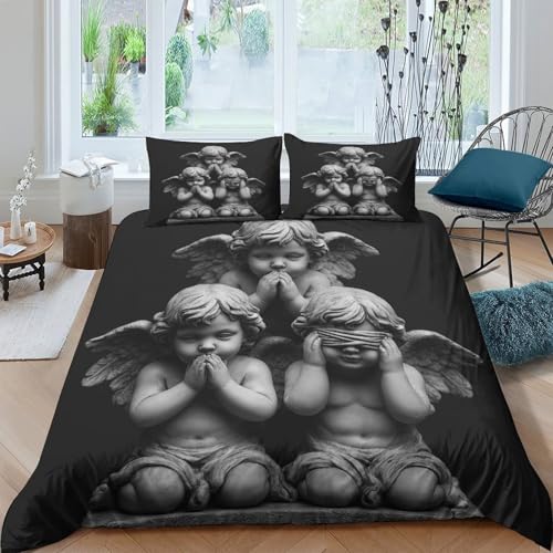 MJFCoin Engel Bettbezug Bettwäsche Kinderbettwäsche Reißverschluss Mit Kissenbezug Betten Set Für Jugendliche Kinder Schlafzimmer King（220x240cm） von MJFCoin