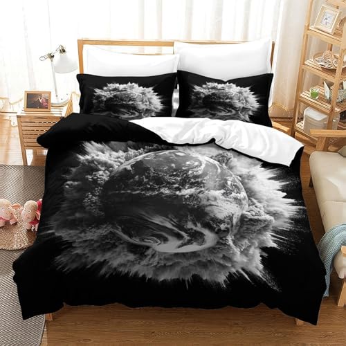 MJFCoin Erde Bettbezug Set Bettwäsche Set Kinderbettwäsche Reißverschluss Mit Kissenbezügen Betten Set Für Jugendliche Kinder Schlafzimmer Single（140x200cm） von MJFCoin