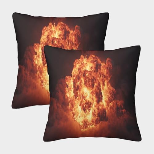 MJFCoin Explodieren Kuschelige Kissenbezug 2er Set Für Kinder - Feuerball Für Sofa Mit Niedlichen Designs, Perfekt Für Kinderzimmer Waschmaschinenfest 40x40cm von MJFCoin