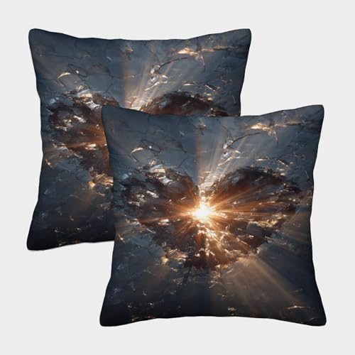 MJFCoin Gebrochenes Herz Quadratische Glänzend Kissenbezüge, 2er Pack, Optimal Für Bedroom Comfort Und Outdoor Leisure, Leicht Zu Reinigen 50x50cm von MJFCoin