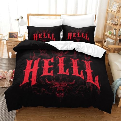 MJFCoin Halloween Bettbezug Bettwäsche-Sets Kinderbettwäsche Reißverschluss Mit Kissenbezügen Betten Set Für Jugendliche Kinder Schlafzimmer Single（140x200cm） von MJFCoin